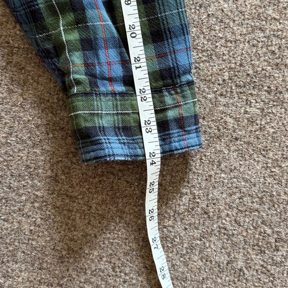 LL Bean Men’s L Casual Button Up Shirt Blue Green Plaid Long Sleeve 100% Cotton - Picture 9 of 13